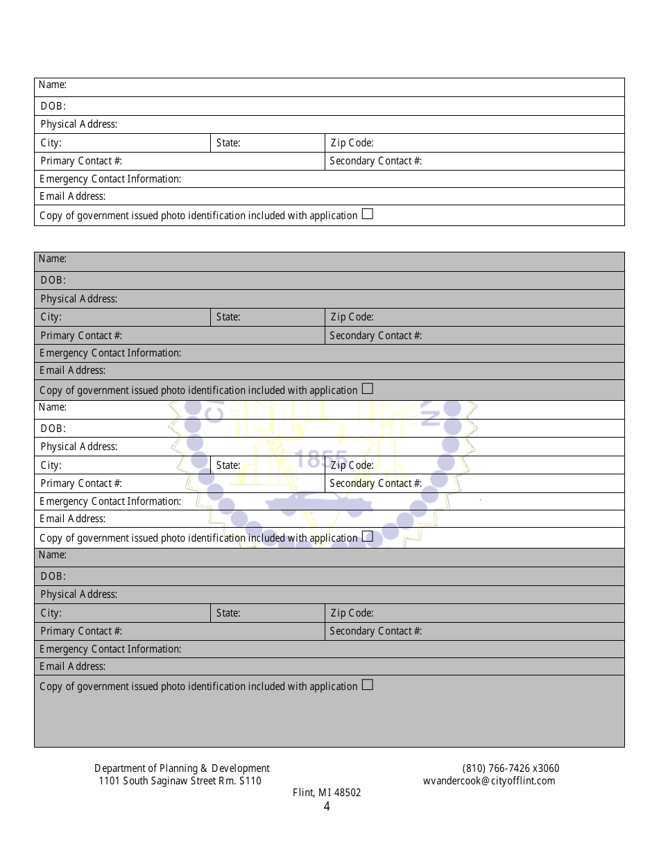 Group G Marihuana Facilities Special Regulated Use Permit / License Application - City of Flint, Michigan, Page 4