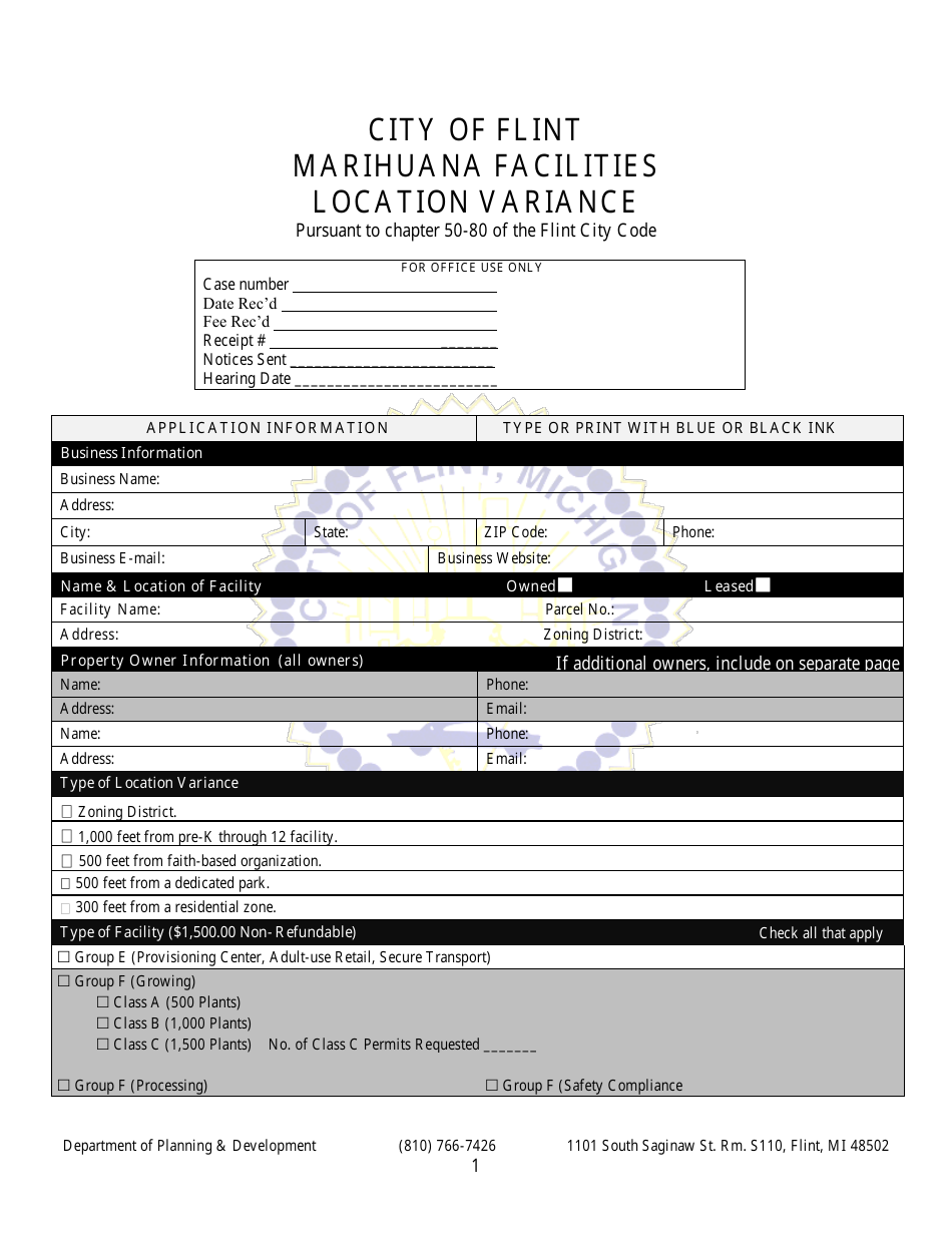 Marihuana Facilities Location Variance - City of Flint, Michigan, Page 1