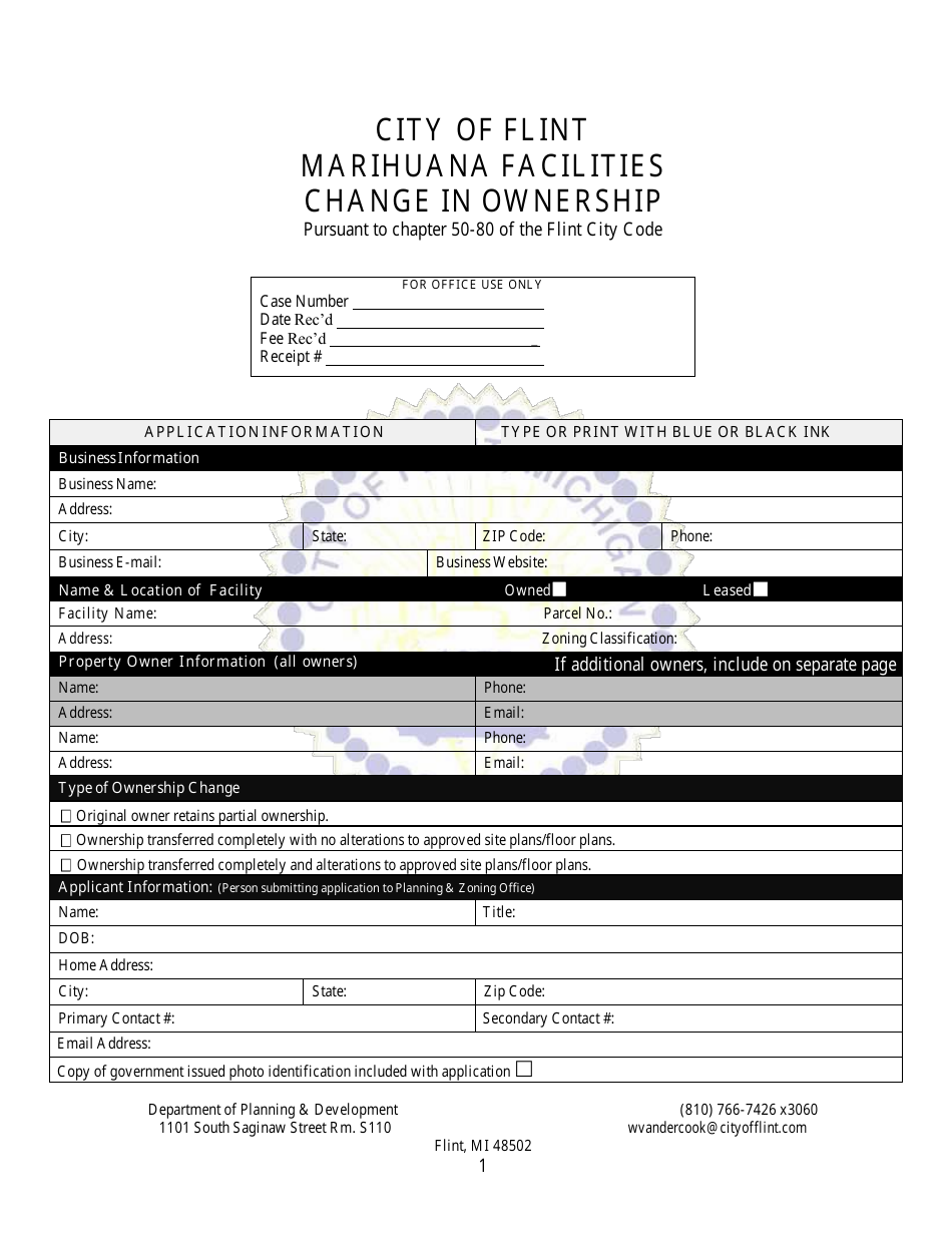 Marihuana Facilities Change in Ownership - City of Flint, Michigan, Page 1