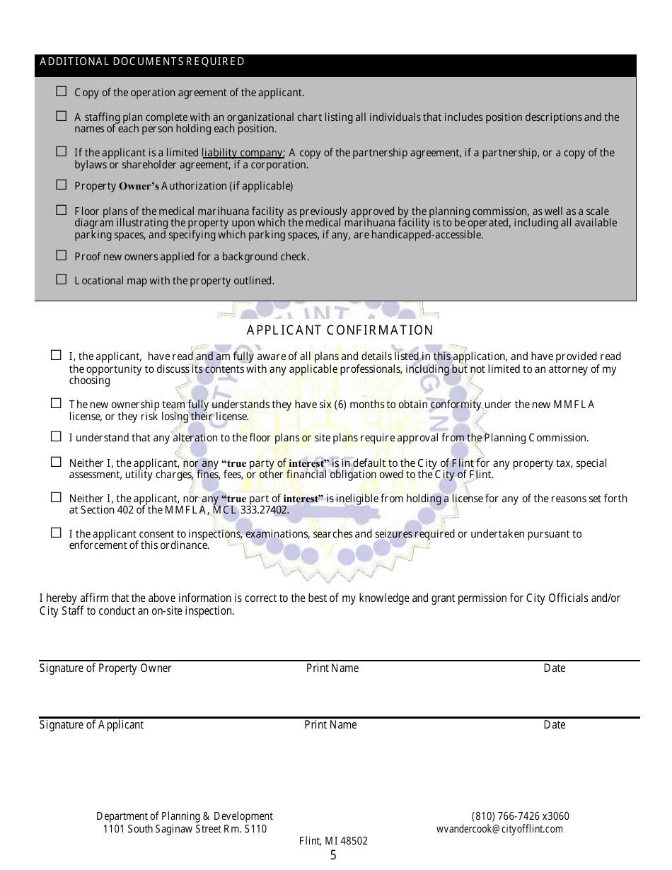 Marihuana Facilities Change in Ownership - City of Flint, Michigan, Page 5