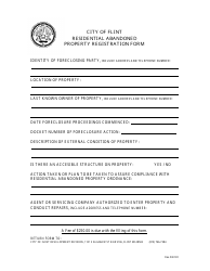 Document preview: Residential Abandoned Property Registration Form - City of Flint, Michigan