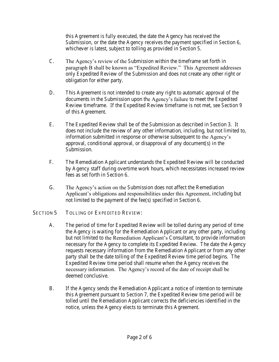Agreement for Expedited Site Remediation Program Review - Illinois, Page 2