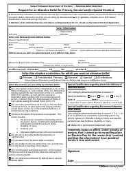 Form ABFM004 Request for an Absentee Ballot for Primary, General and/or Special Elections - Delaware