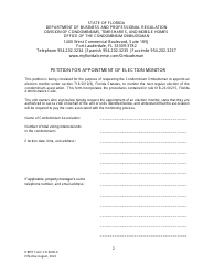 DBPR Form CO6000-9 Petition for Appointment of Election Monitor - Florida, Page 2