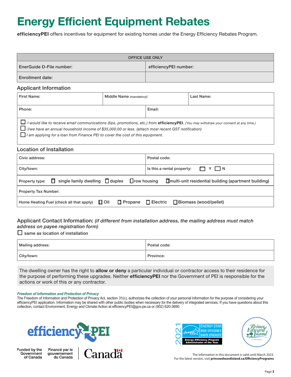 Form PD-259 Energy Efficient Equipment Rebates Application - Prince Edward Island, Canada, Page 3