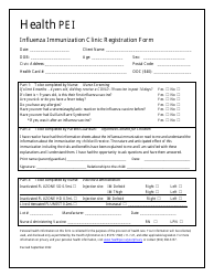 Document preview: Influenza Immunization Clinic Registration Form - Prince Edward Island, Canada