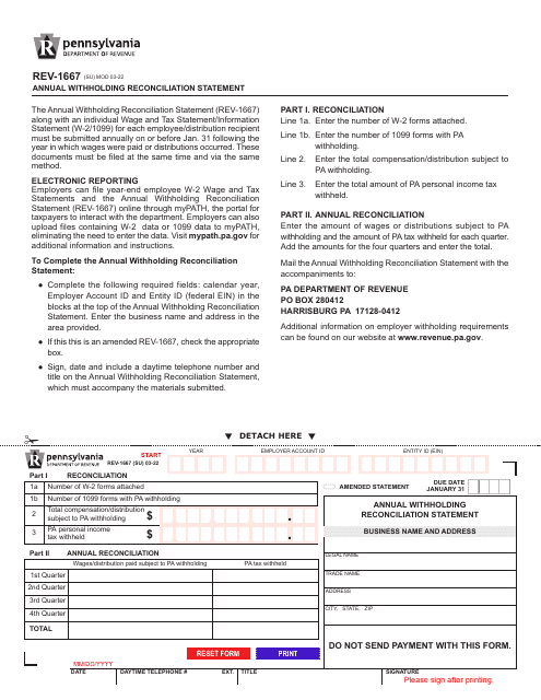 Form REV-1667  Printable Pdf