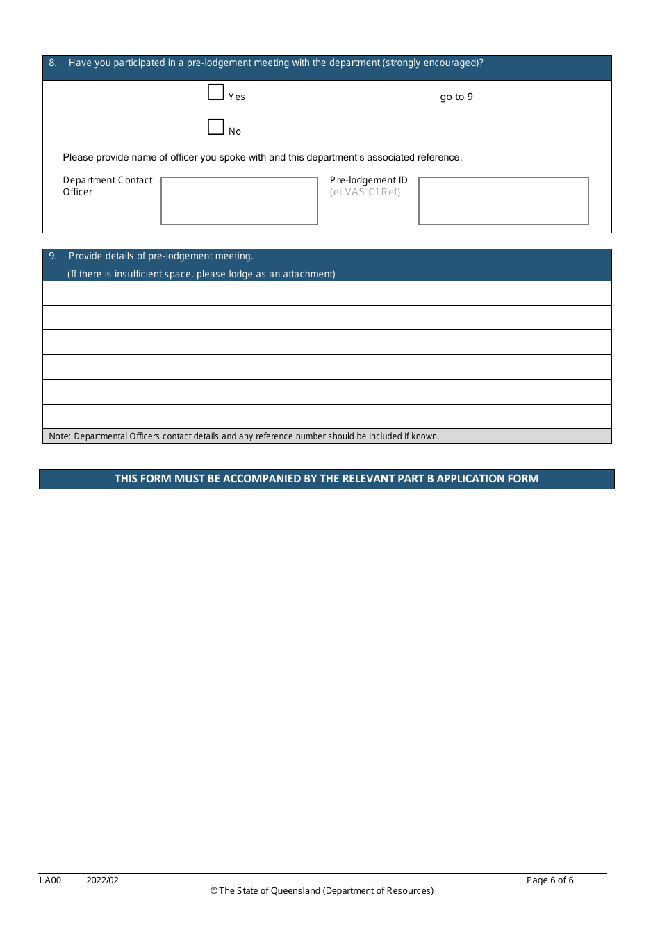 Form LA00 Part A Contact and Land Details - Queensland, Australia, Page 6
