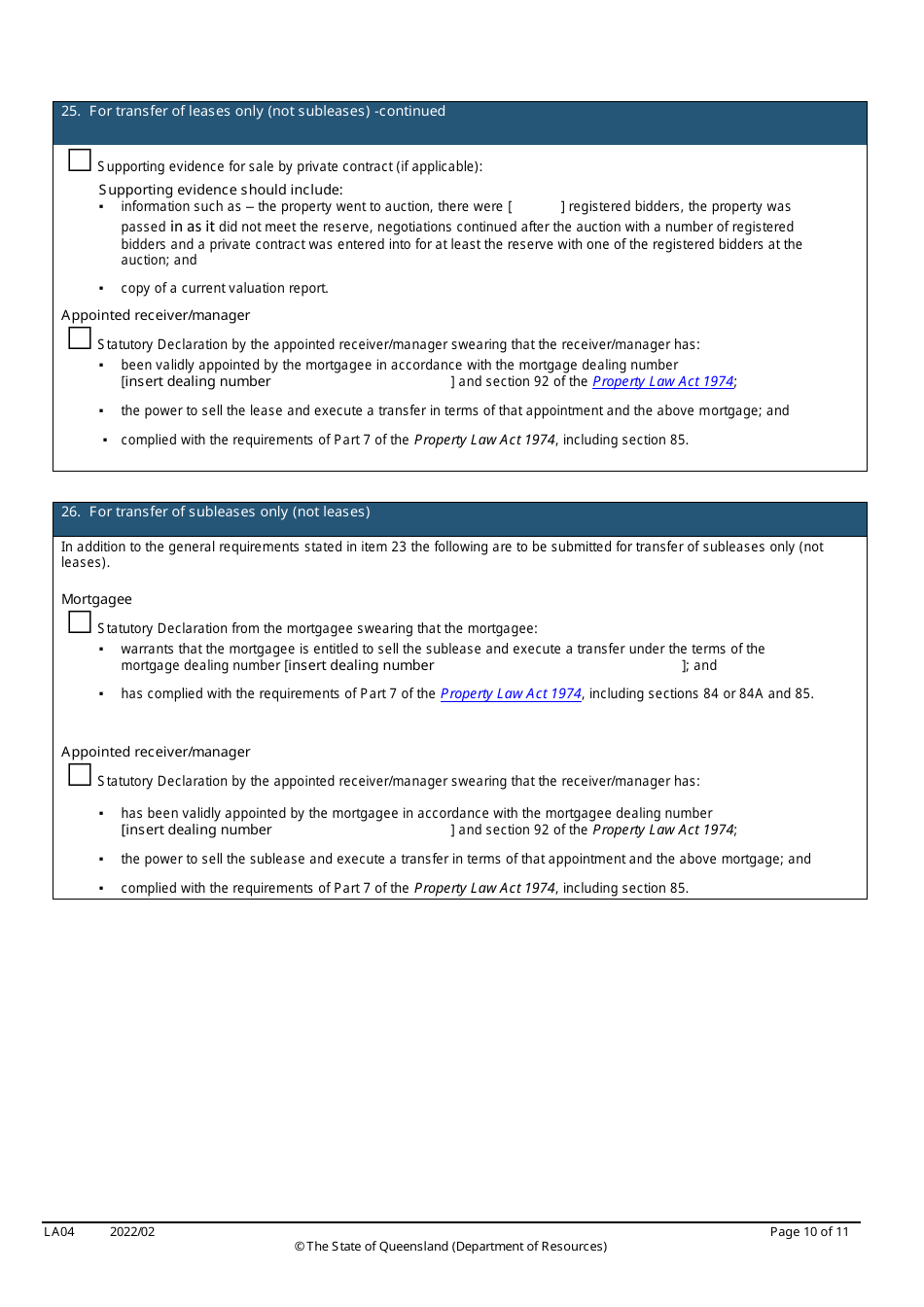 Form LA04 Part B Approval to Transfer Application - Queensland, Australia, Page 10