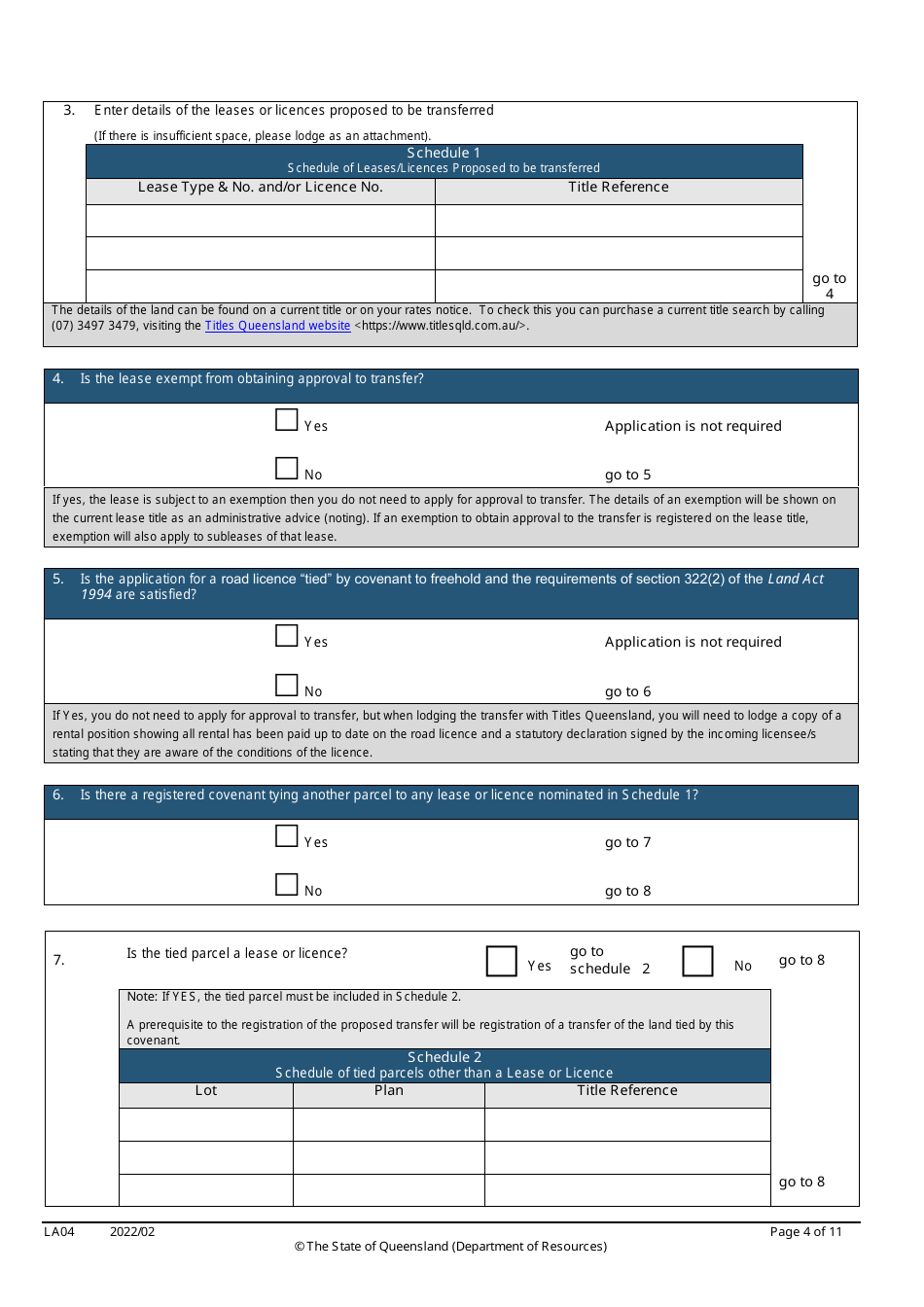 Form LA04 Part B Approval to Transfer Application - Queensland, Australia, Page 4