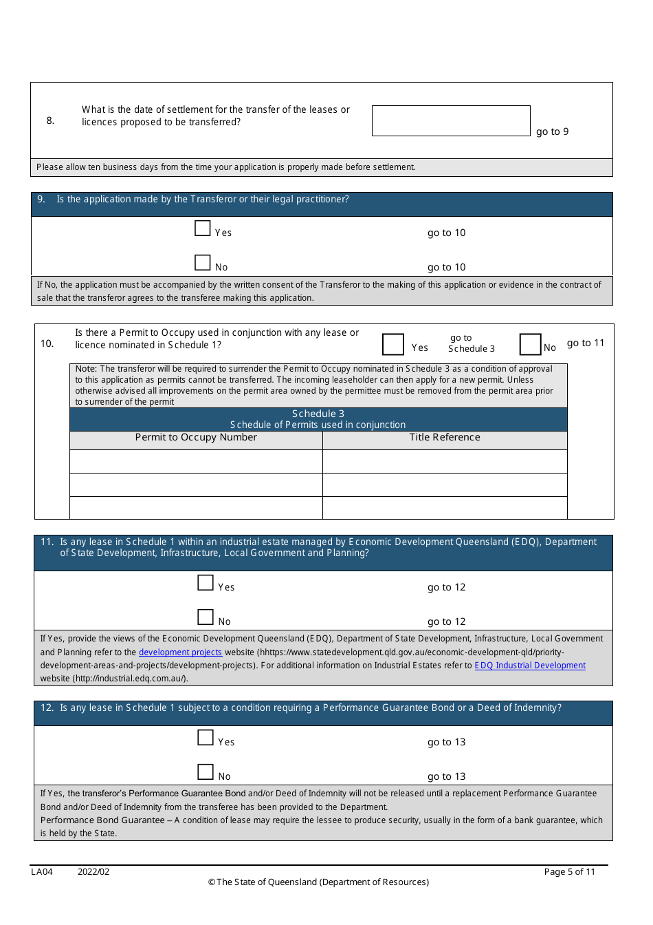 Form LA04 Part B Approval to Transfer Application - Queensland, Australia, Page 5