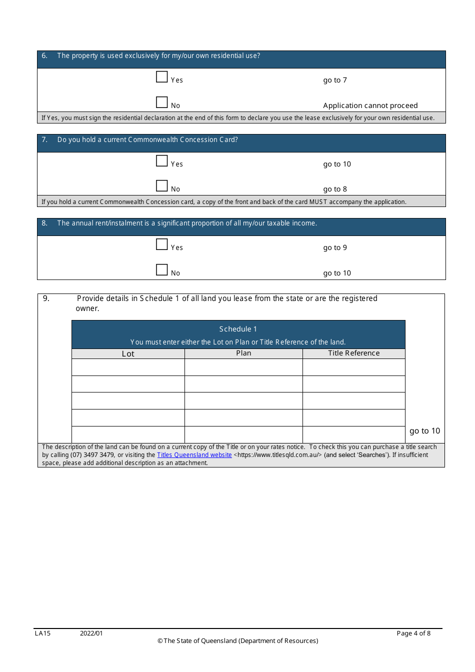 Form LA15 Part B Reduction of Rent or Instalment Application (Residential Leases Only) - Queensland, Australia, Page 4