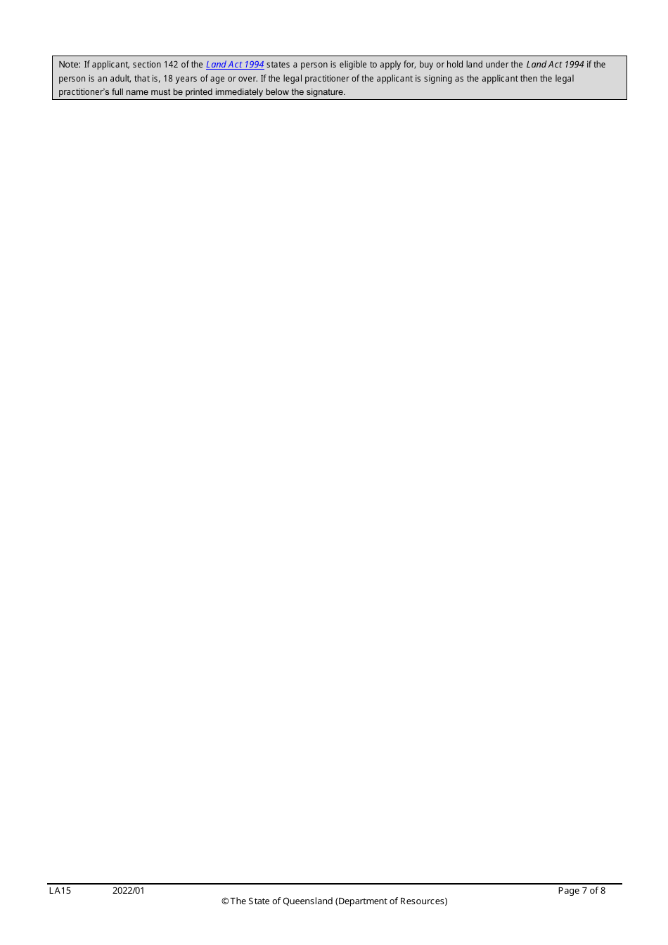 Form LA15 Part B Reduction of Rent or Instalment Application (Residential Leases Only) - Queensland, Australia, Page 7