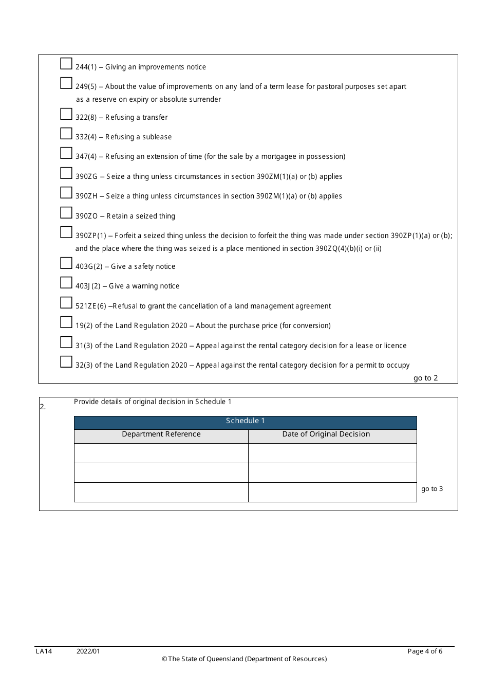 Form LA14 Part B Internal Review of Original Decision Application - Queensland, Australia, Page 4