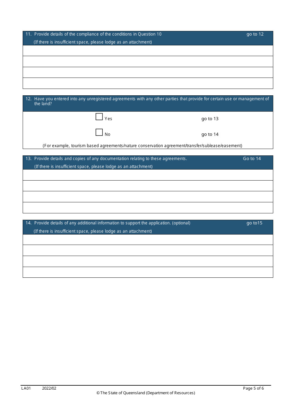 Form LA01 Part B Conversion of a Lease Application - Queensland, Australia, Page 5