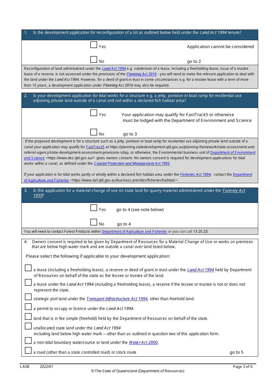 Form LA08 Part B Owners Consent to Development Application - Queensland, Australia, Page 3