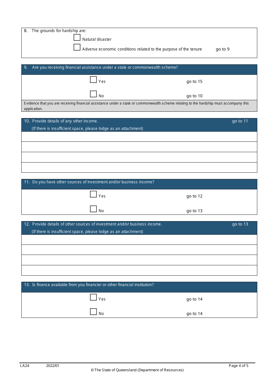 Form LA24 Part B Deferral of Rent or Instalment Application - Queensland, Australia, Page 4