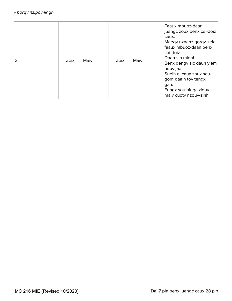 Form MC216 Medi-Cal Renewal Form - California (Mien), Page 7