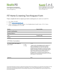 Document preview: Fit Home Screening Test Request Form - Prince Edward Island, Canada