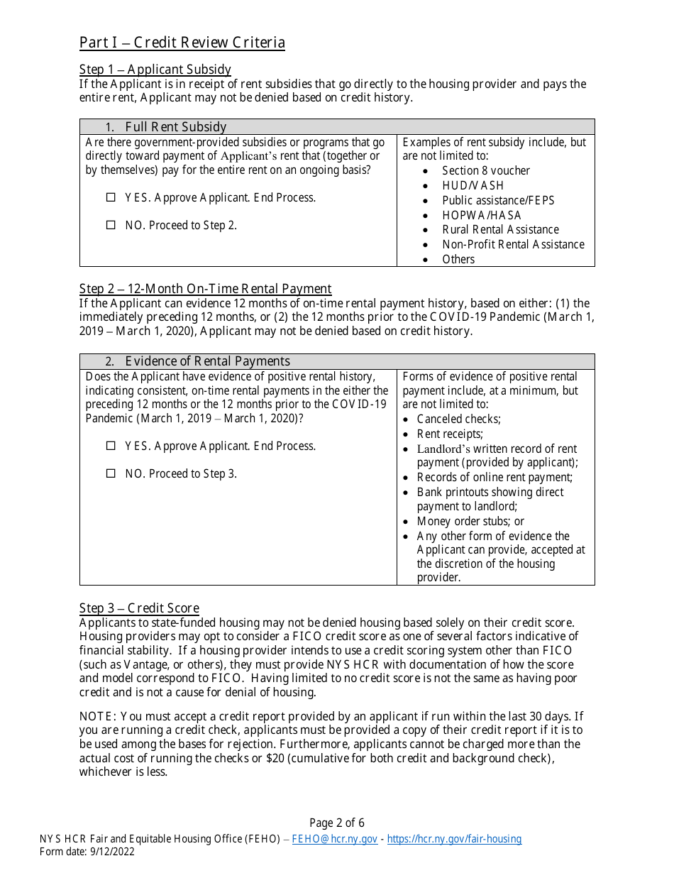 Individualized Assessment Credit Worksheet - Applying New York State Credit Policy for Applicants to State-Funded Housing - New York, Page 2