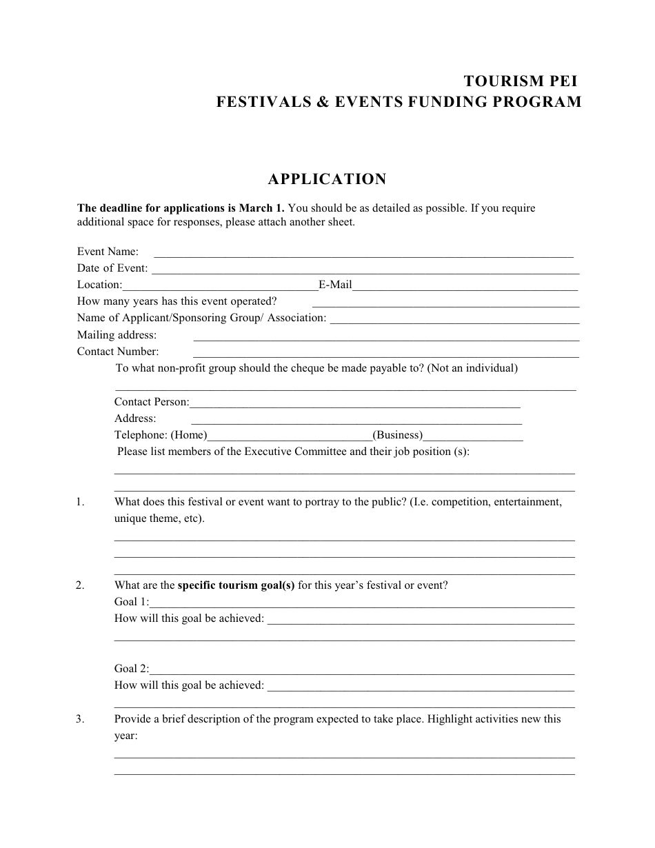 Festivals and Events Funding Application - Prince Edward Island, Canada, Page 3