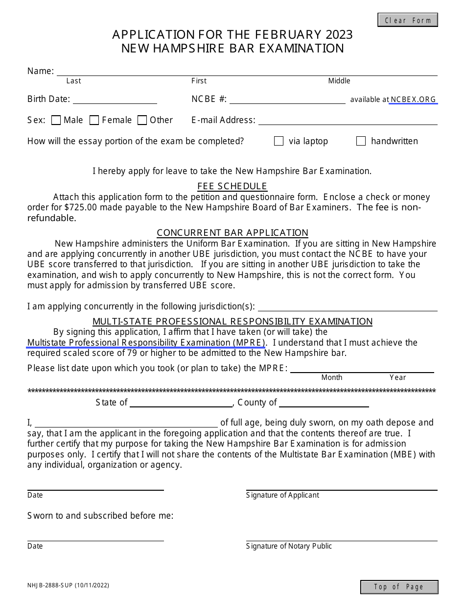 Form NHJB2888SUP 2023 Fill Out, Sign Online and Download Fillable