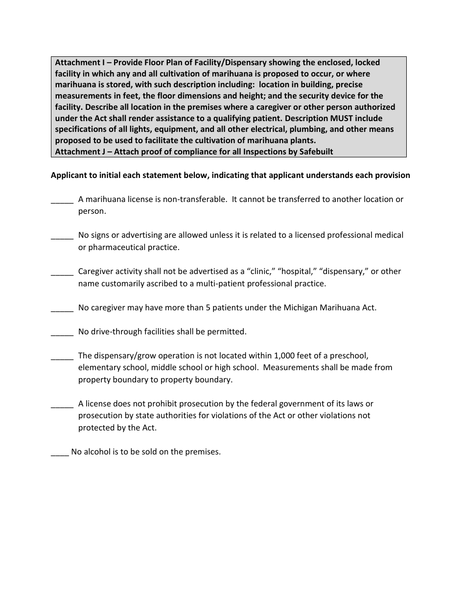 Medical Marihuana License Application for Facilities to Be Used by Primary Caregivers - City of Muskegon, Michigan, Page 6