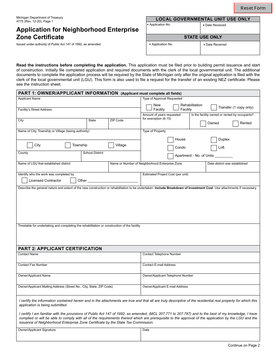 Form 4775 Download Fillable PDF or Fill Online Application for ...