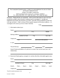 Pre-complaint Questionnaire - Public Accommodations/Access to State and State Funded Services - Hawaii, Page 3