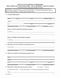 Pre-complaint Questionnaire - Real Property Transactions - Hawaii, Page 3