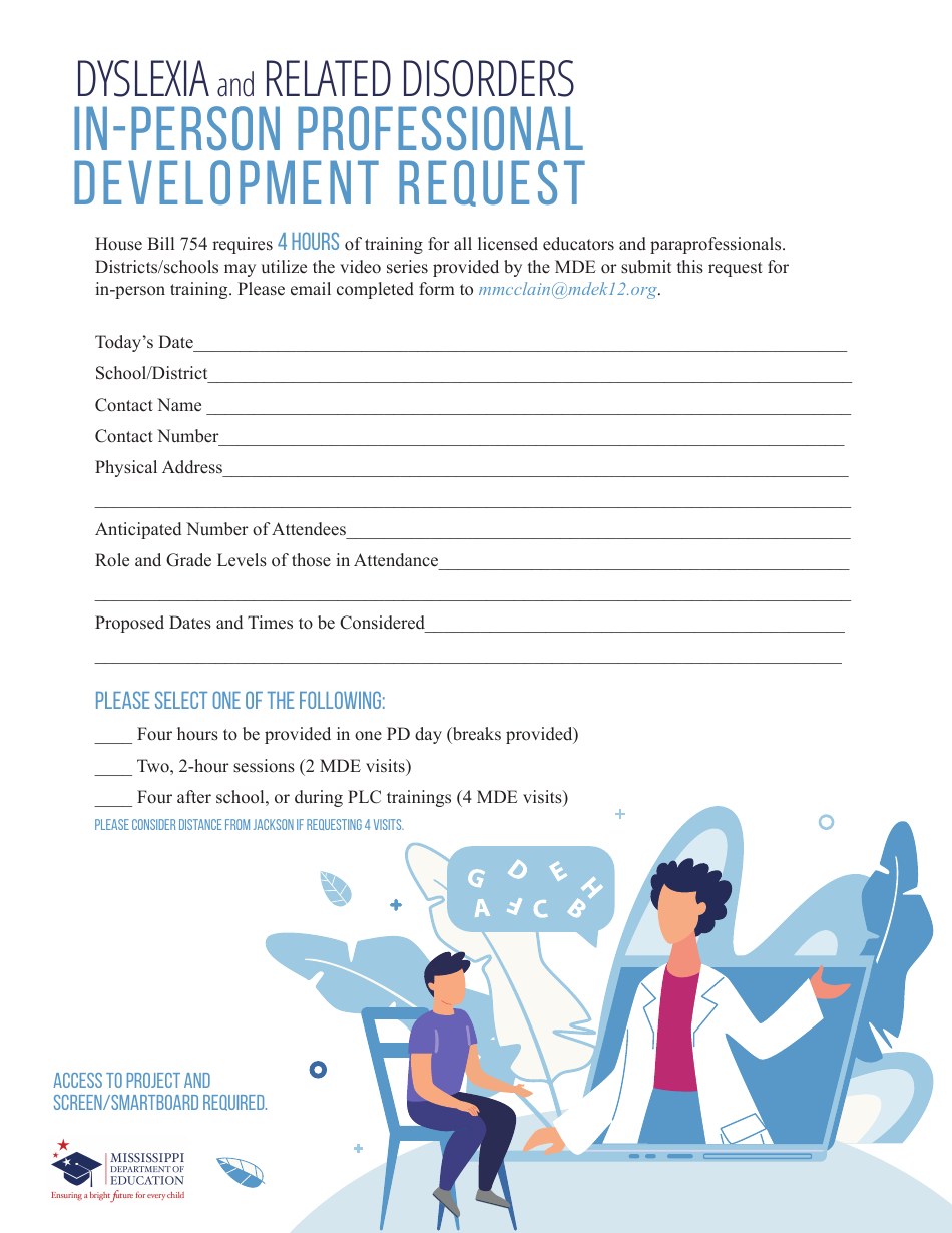 Dyslexia and Related Disorders in-Person Professional Development Request - Mississippi, Page 1