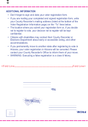 Arizona Voter Registration Form - Large Print - Arizona, Page 4