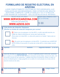Document preview: Formulario De Registro Electoral En Arizona - Large Print - Arizona (Spanish)