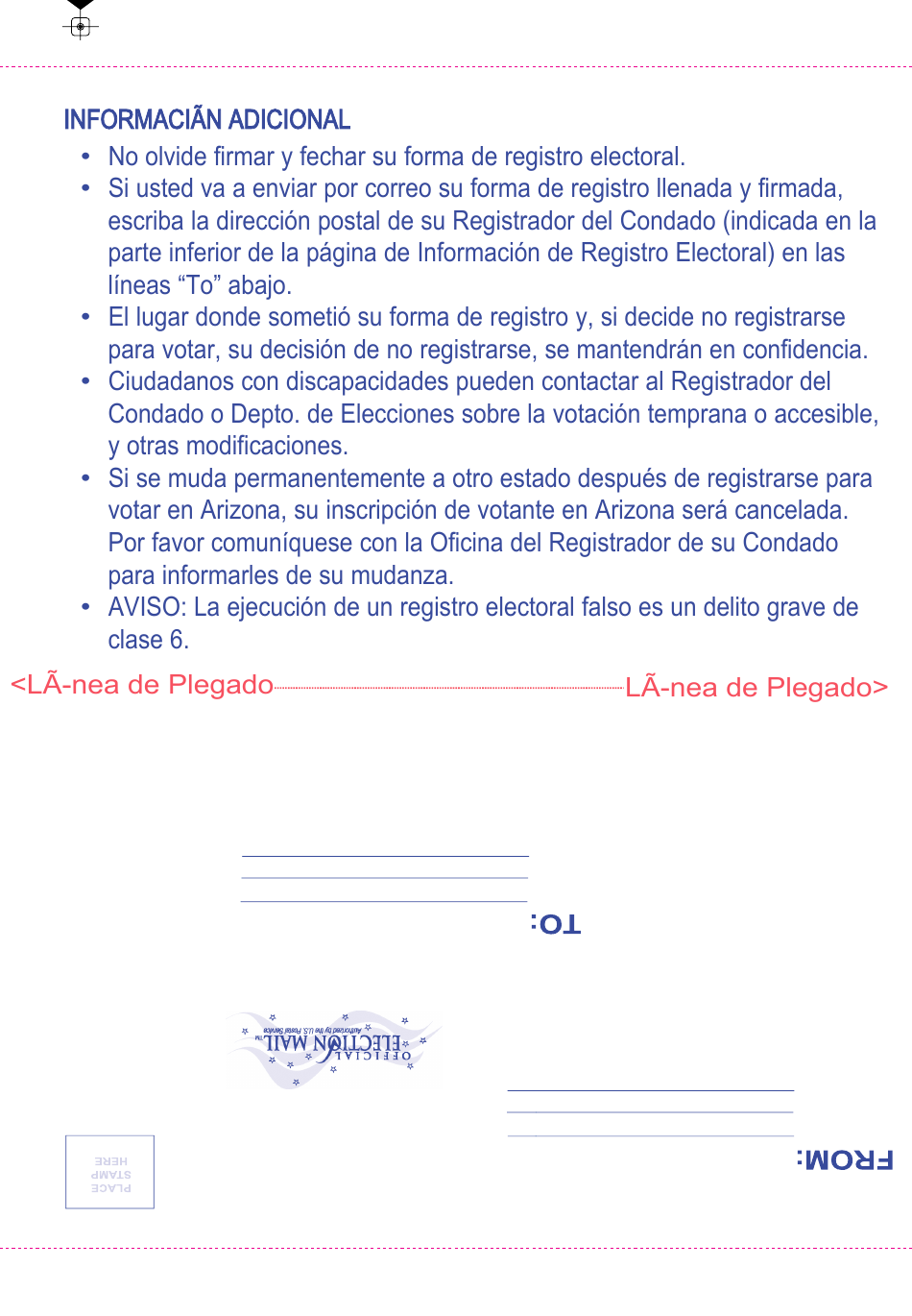 Formulario De Registro Electoral En Arizona - Large Print - Arizona (Spanish), Page 5