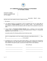 City Commission Vacancy Affidavit of Appointment - City of Miami, Florida