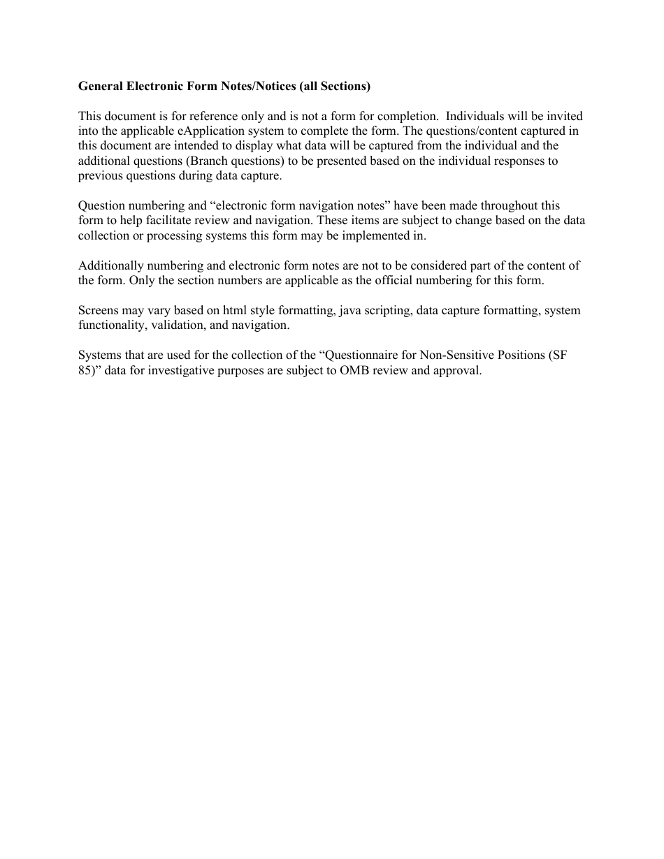 Form SF85 Fill Out, Sign Online and Download Printable PDF