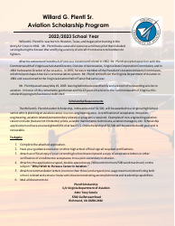 Willard G. Plentl Sr. Aviation Scholarship Program Application - Virginia