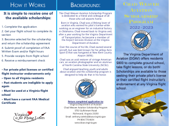 Chad Weaver Aviation Scholarship Program Application - Virginia