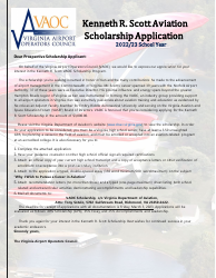 Kenneth R. Scott Aviation Scholarship Program Application - Virginia