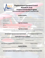 Kenneth R. Scott Aviation Scholarship Program Application - Virginia, Page 2