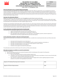 Form DHS340DC Authorization for Reimbursement of Interim Assistance - Initial Claim or Posteligibility Case - Washington, D.C., Page 2