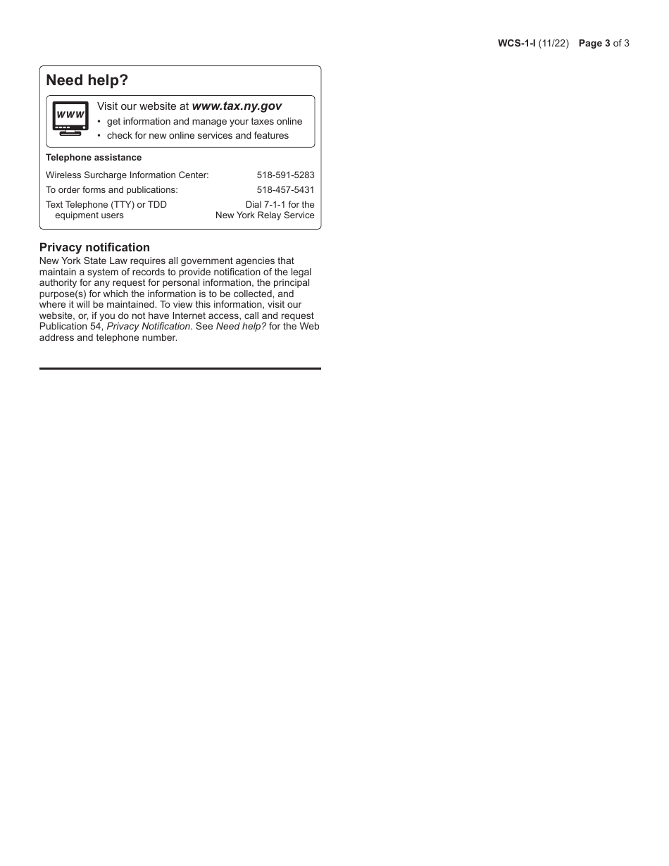 Instructions for Form WCS-1 Postpaid Wireless Communications Surcharge Return - New York, Page 3