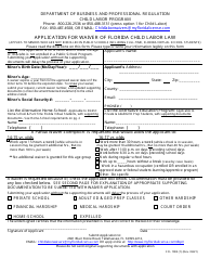 Document preview: Form FCL1002 Application for Waiver of Florida Child Labor Law - Florida