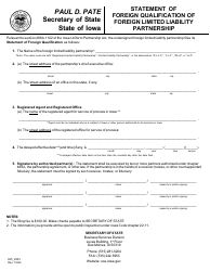 Form 635_2003 Statement of Foreign Qualification of Foreign Limited Liability Partnership - Iowa