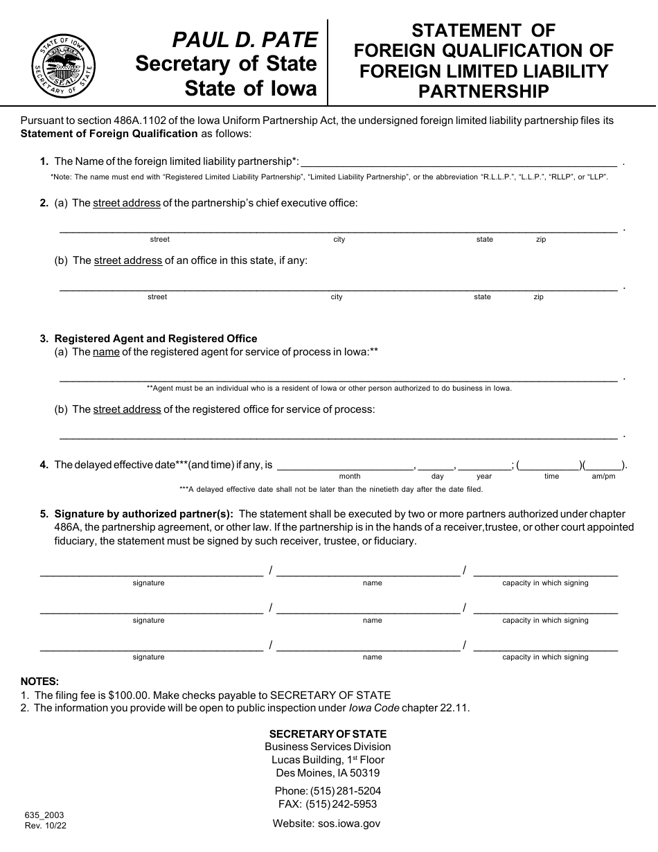 Form 635_2003 - Fill Out, Sign Online and Download Fillable PDF, Iowa ...