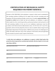 Document preview: Certification of Mechanical Safety Required for Permit Renewal - Nevada