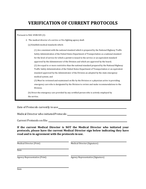 Verification of Current Protocols - Nevada