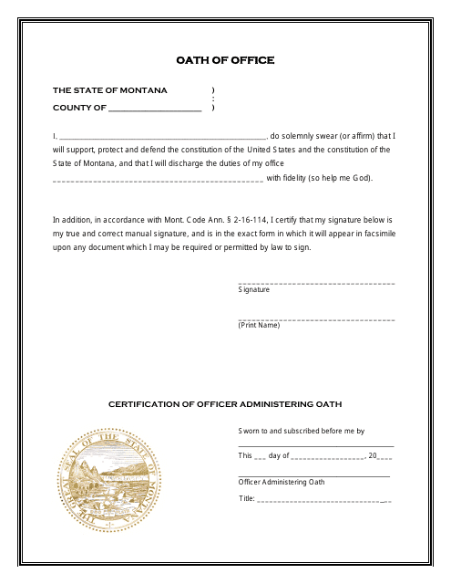 Oath of Office - Montana