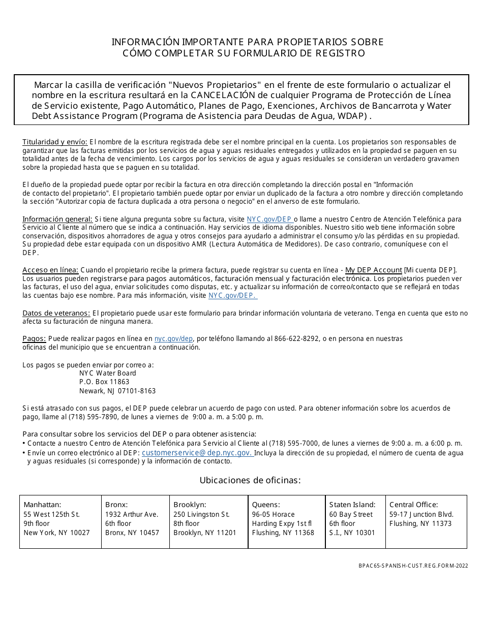 Registration for Water  Wastewater Billing - New York City (English / Spanish), Page 3