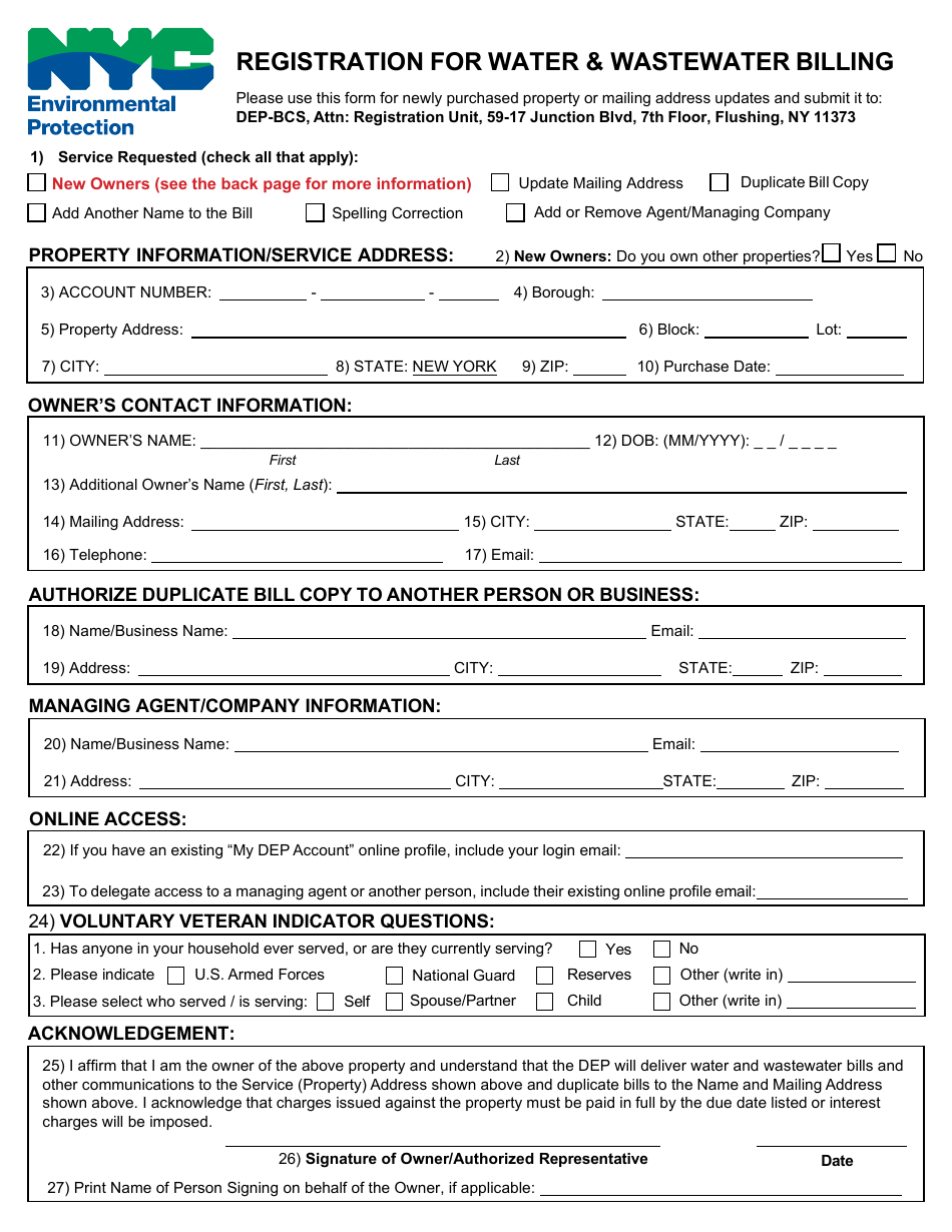 Registration for Water  Wastewater Billing - New York City (English / Haitian Creole), Page 1